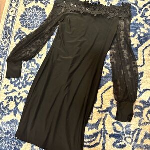 VENUS Black Floral Lace Long Sleeve Dress